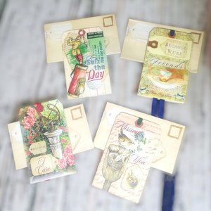 Gift Tag Friendship Magnetic Booklet with Envelope & Ribbon - Set of 4